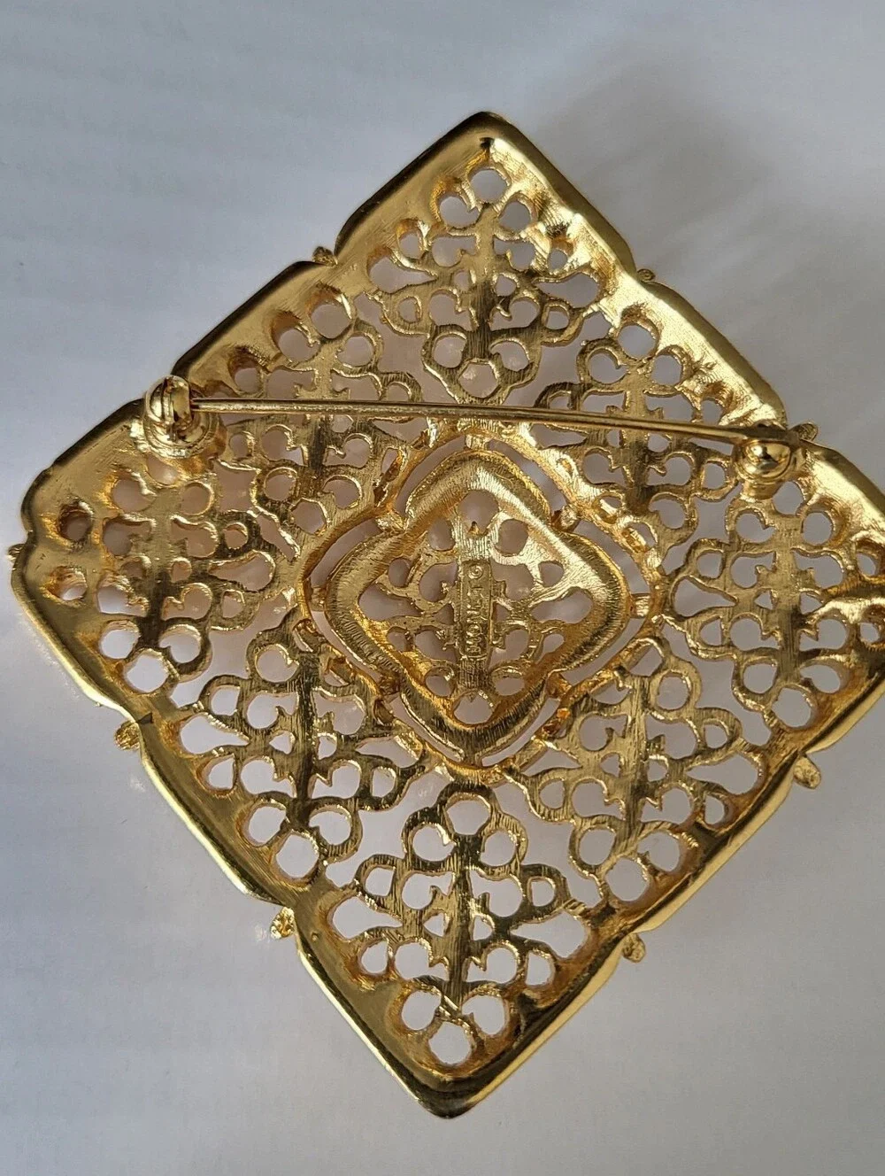 Rare Monet Chunky Goldtone  Filigree Brooch - Elegant Women's Accessory